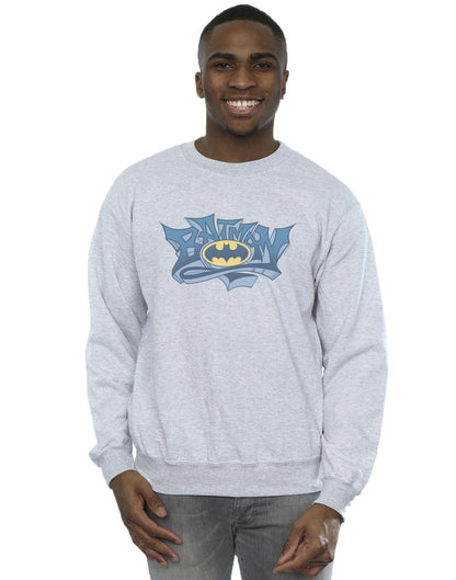 Sports Grey - Back - DC Comics Mens Batman Graffiti Logo Cotton Sweatshirt