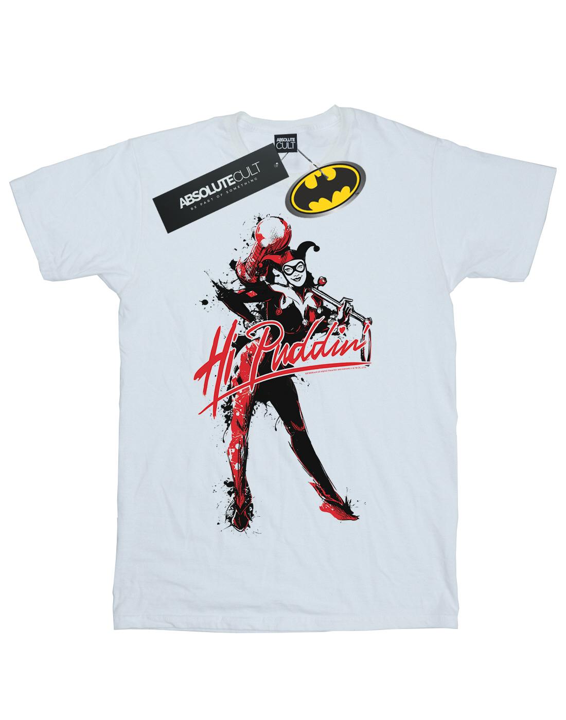 White - Front - DC Comics Womens-Ladies Harley Quinn Hi Puddin Cotton Boyfriend T-Shirt