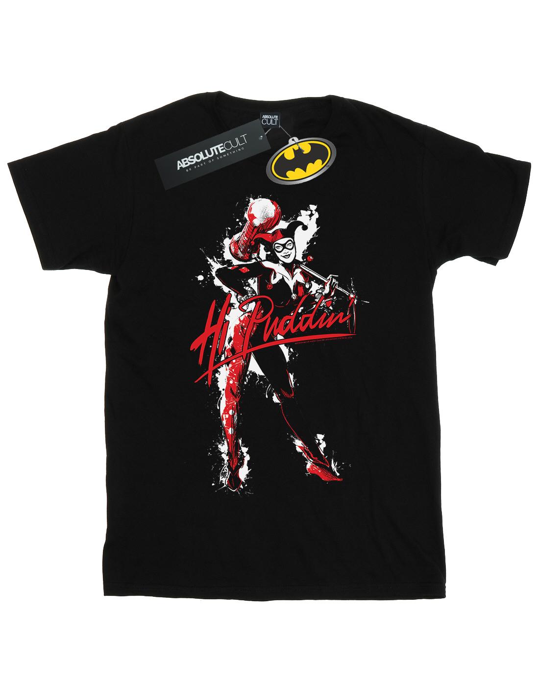 Black - Front - DC Comics Womens-Ladies Harley Quinn Hi Puddin Cotton Boyfriend T-Shirt