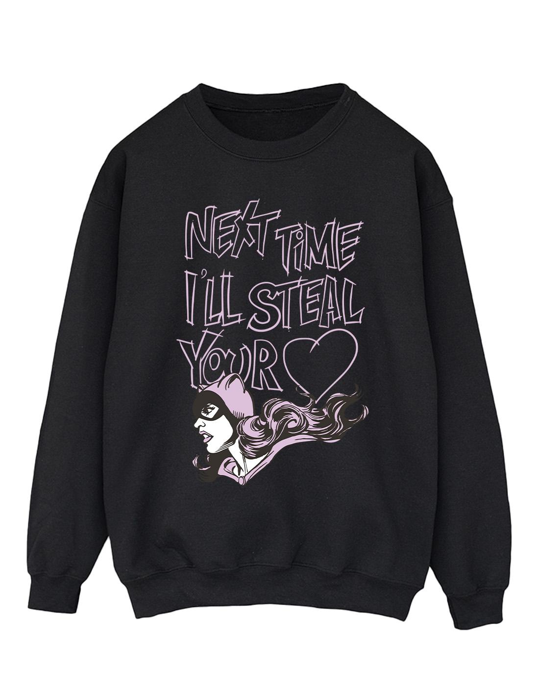 Black - Front - DC Comics Mens Batman Batgirl I´ll Steal Your Heart Cotton Sweatshirt