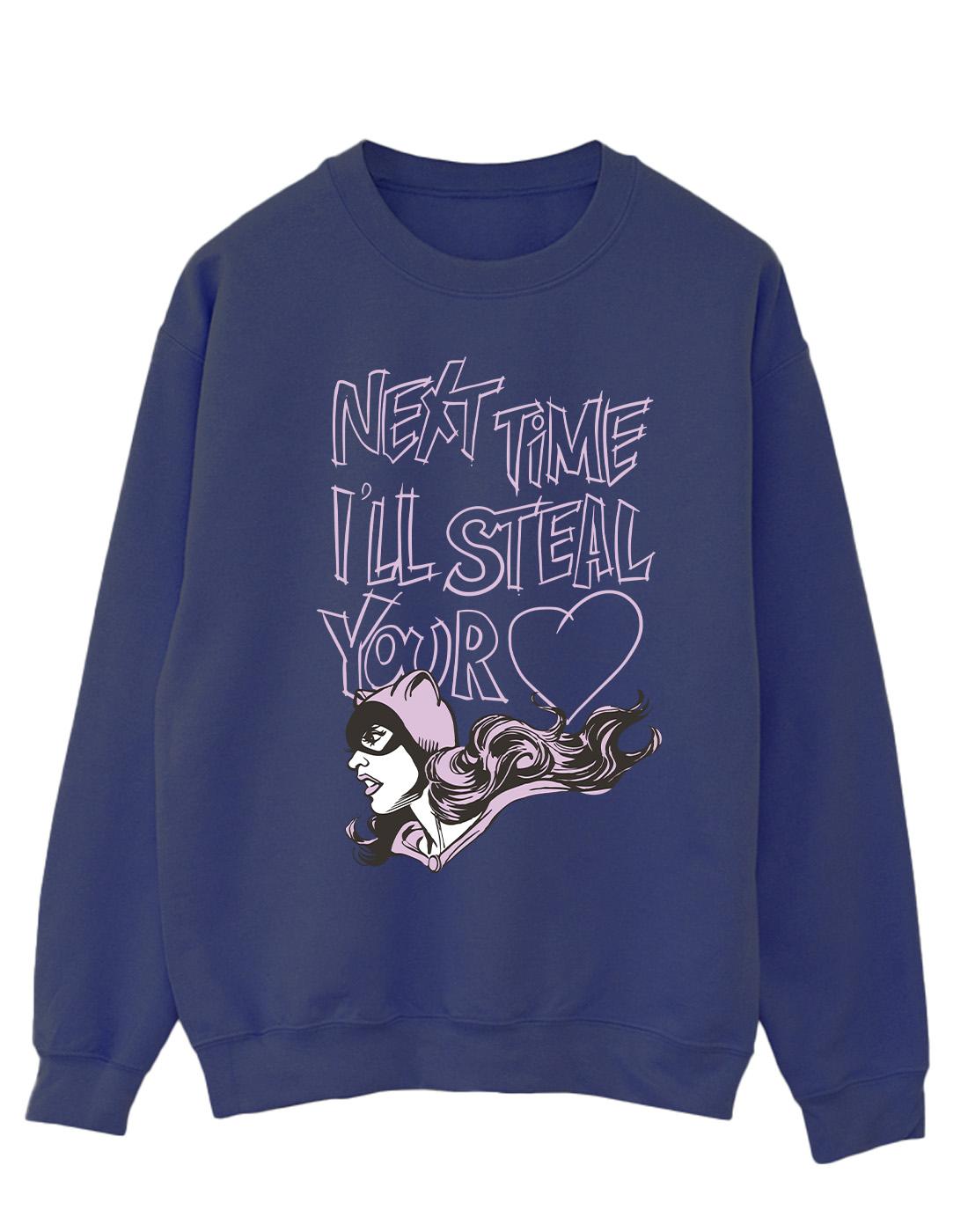 Navy Blue - Front - DC Comics Mens Batman Batgirl I´ll Steal Your Heart Cotton Sweatshirt