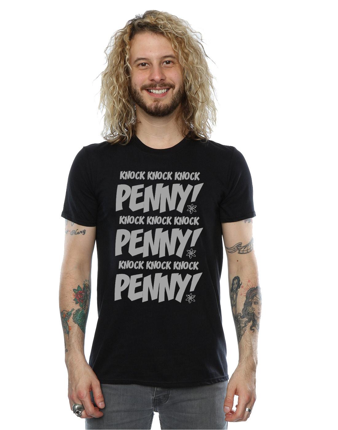 Black - Side - The Big Bang Theory Mens Sheldon Knock Knock Penny T-Shirt
