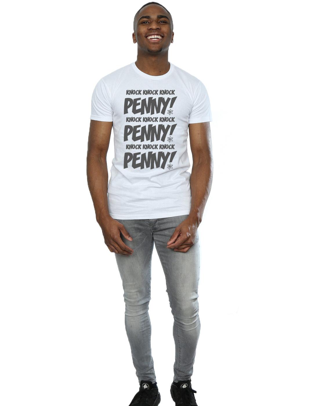 White - Side - The Big Bang Theory Mens Sheldon Knock Knock Penny T-Shirt