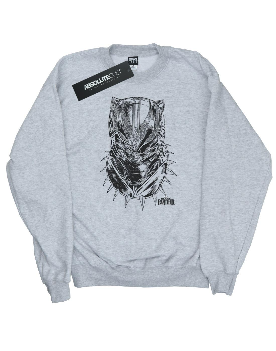 Sports Grey - Front - Marvel Mens Black Panther Spray Headshot Cotton Sweatshirt