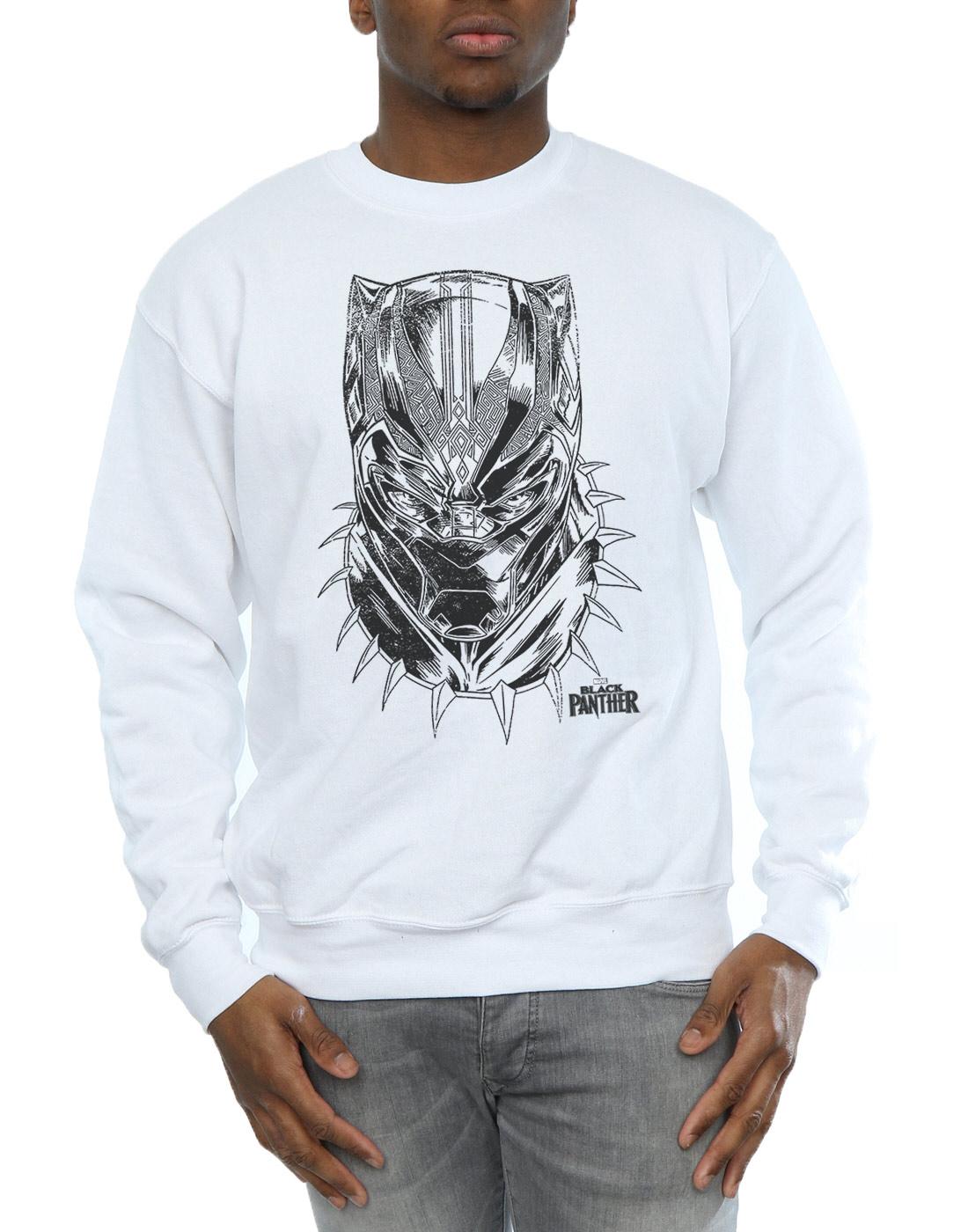 White - Side - Marvel Mens Black Panther Spray Headshot Cotton Sweatshirt