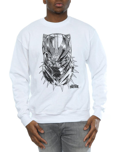 White - Side - Marvel Mens Black Panther Spray Headshot Cotton Sweatshirt