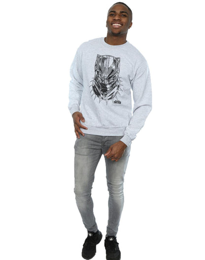 Sports Grey - Lifestyle - Marvel Mens Black Panther Spray Headshot Cotton Sweatshirt