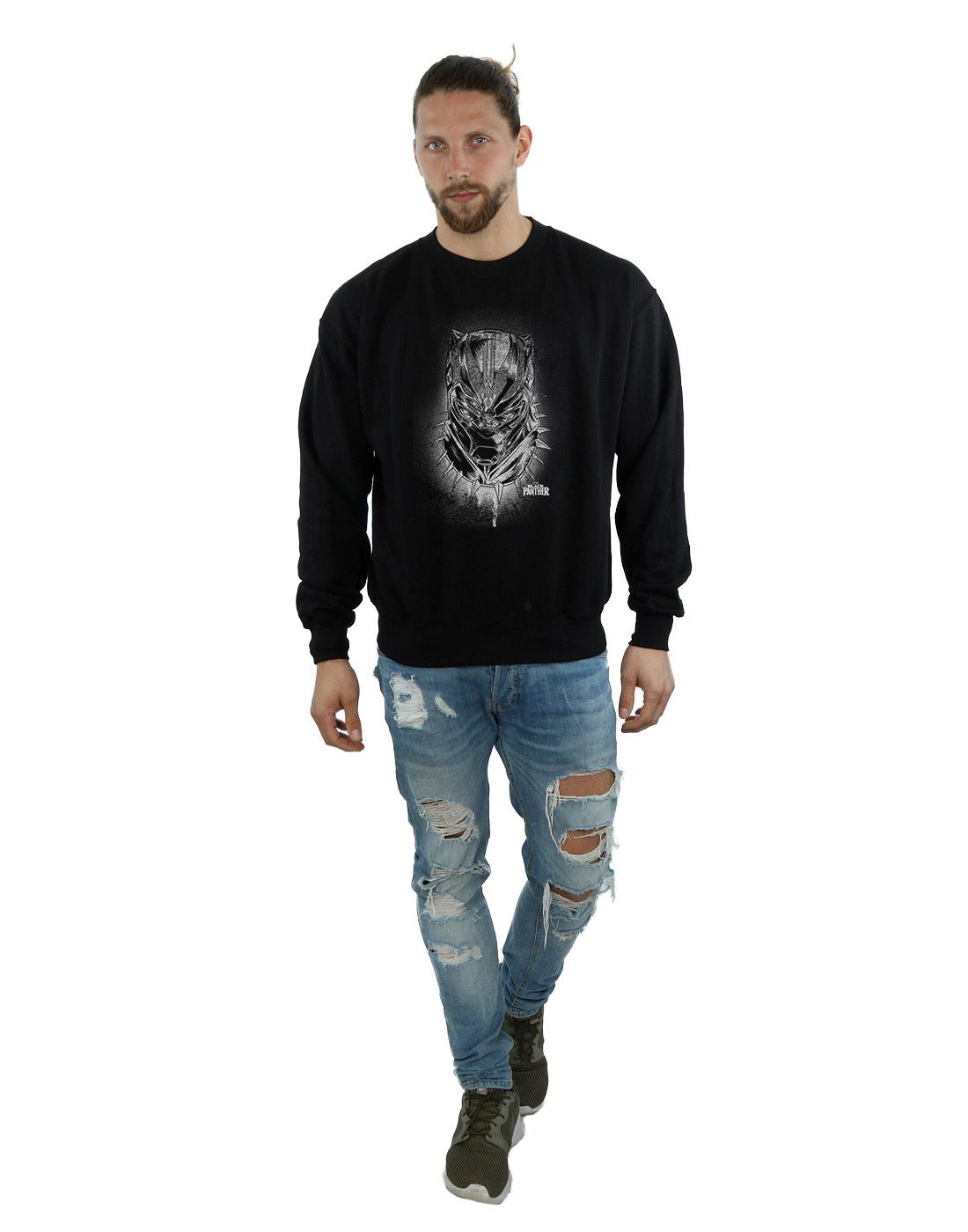 Black - Lifestyle - Marvel Mens Black Panther Spray Headshot Cotton Sweatshirt