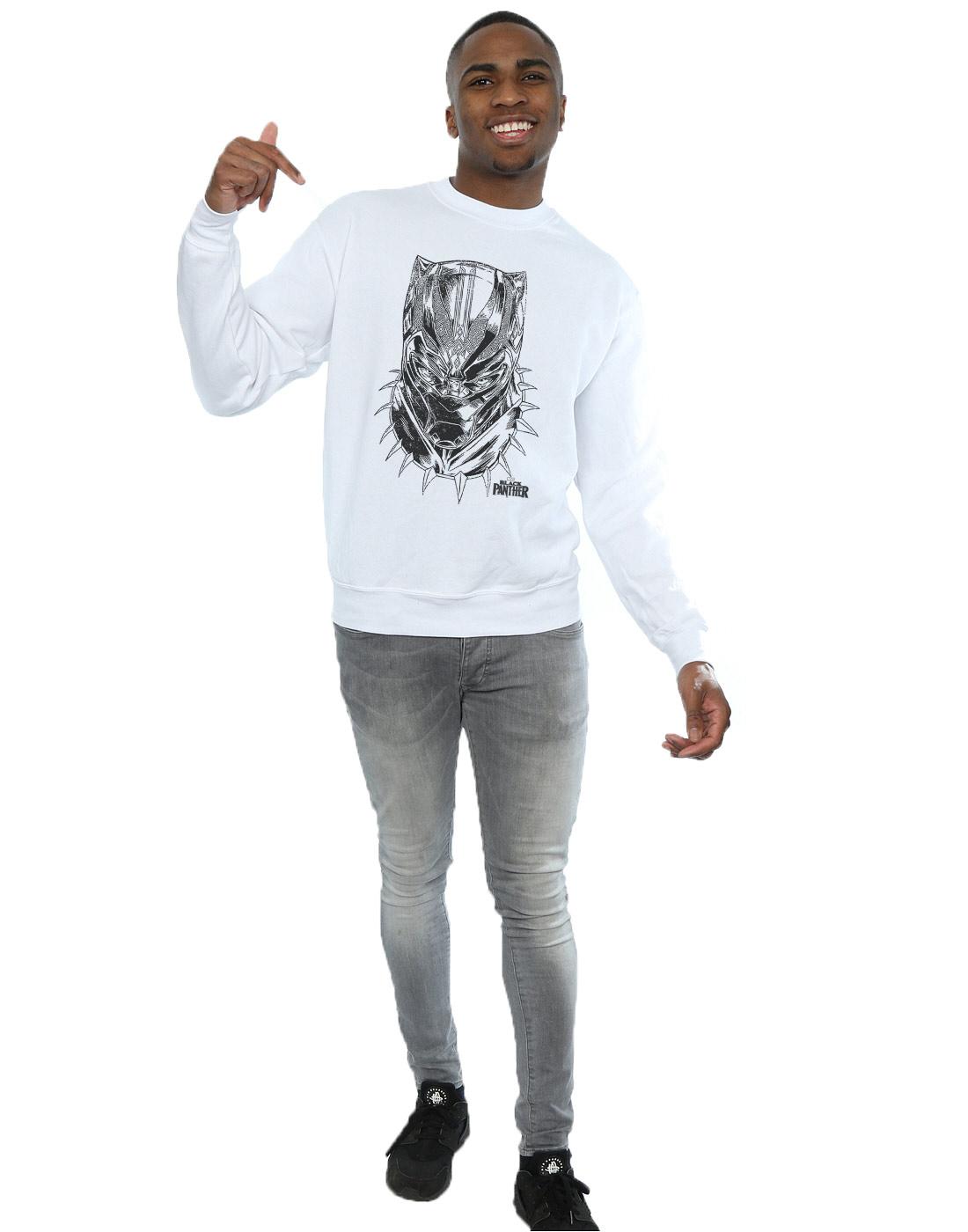 White - Lifestyle - Marvel Mens Black Panther Spray Headshot Cotton Sweatshirt