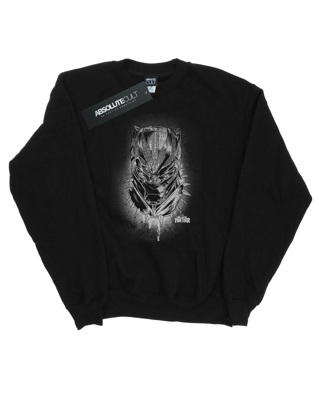 Black - Front - Marvel Mens Black Panther Spray Headshot Cotton Sweatshirt