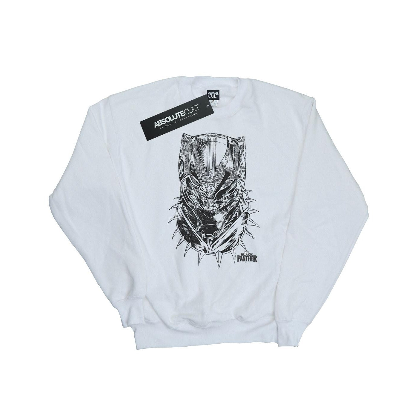 White - Front - Marvel Mens Black Panther Spray Headshot Cotton Sweatshirt