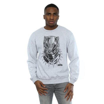 Sports Grey - Back - Marvel Mens Black Panther Spray Headshot Cotton Sweatshirt