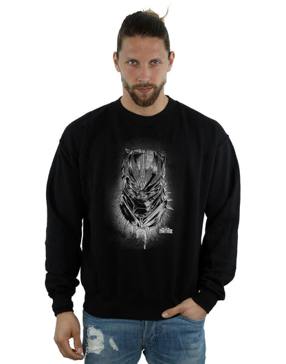 Black - Back - Marvel Mens Black Panther Spray Headshot Cotton Sweatshirt