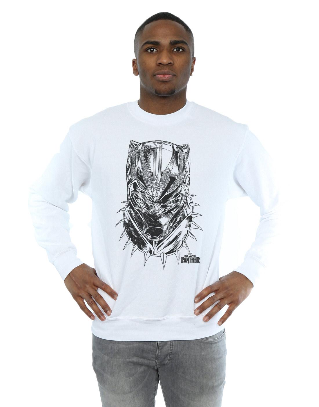 White - Back - Marvel Mens Black Panther Spray Headshot Cotton Sweatshirt