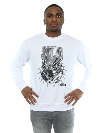 White - Back - Marvel Mens Black Panther Spray Headshot Cotton Sweatshirt