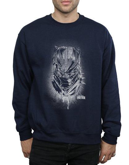 Navy Blue - Side - Marvel Mens Black Panther Spray Headshot Cotton Sweatshirt