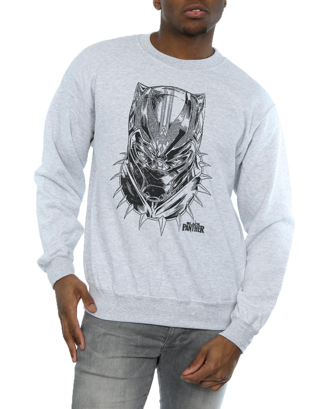 Sports Grey - Side - Marvel Mens Black Panther Spray Headshot Cotton Sweatshirt