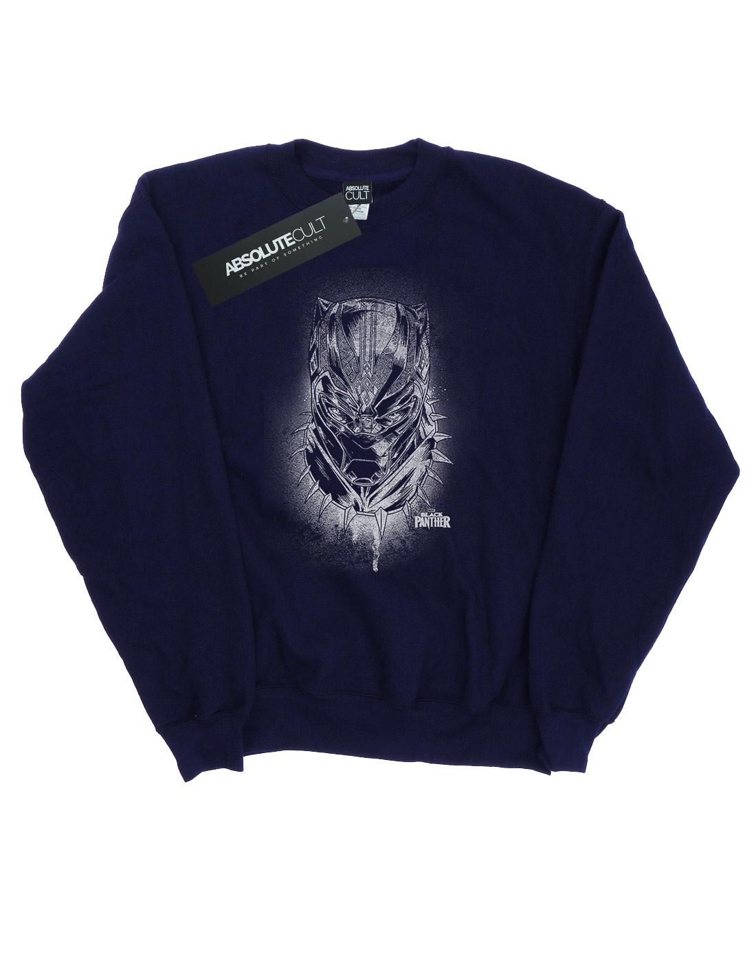 Navy Blue - Front - Marvel Mens Black Panther Spray Headshot Cotton Sweatshirt