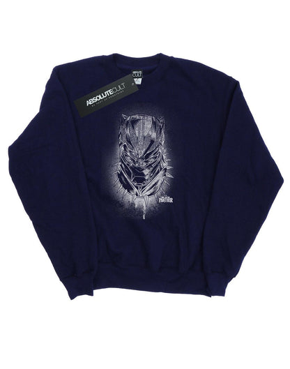 Navy Blue - Front - Marvel Mens Black Panther Spray Headshot Cotton Sweatshirt