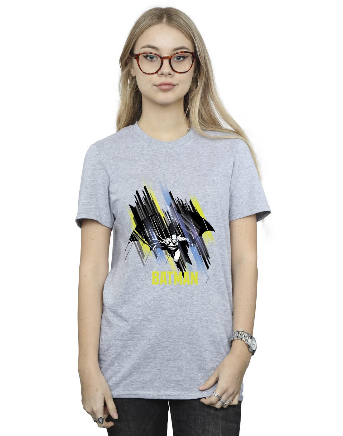 Sports Grey - Back - DC Comics Womens-Ladies Batman Flying Batman Cotton Boyfriend T-Shirt