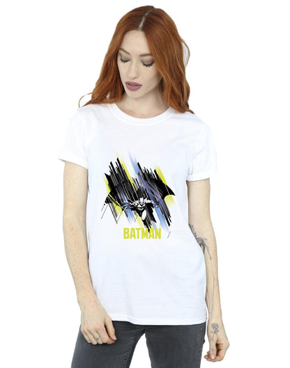 White - Back - DC Comics Womens-Ladies Batman Flying Batman Cotton Boyfriend T-Shirt