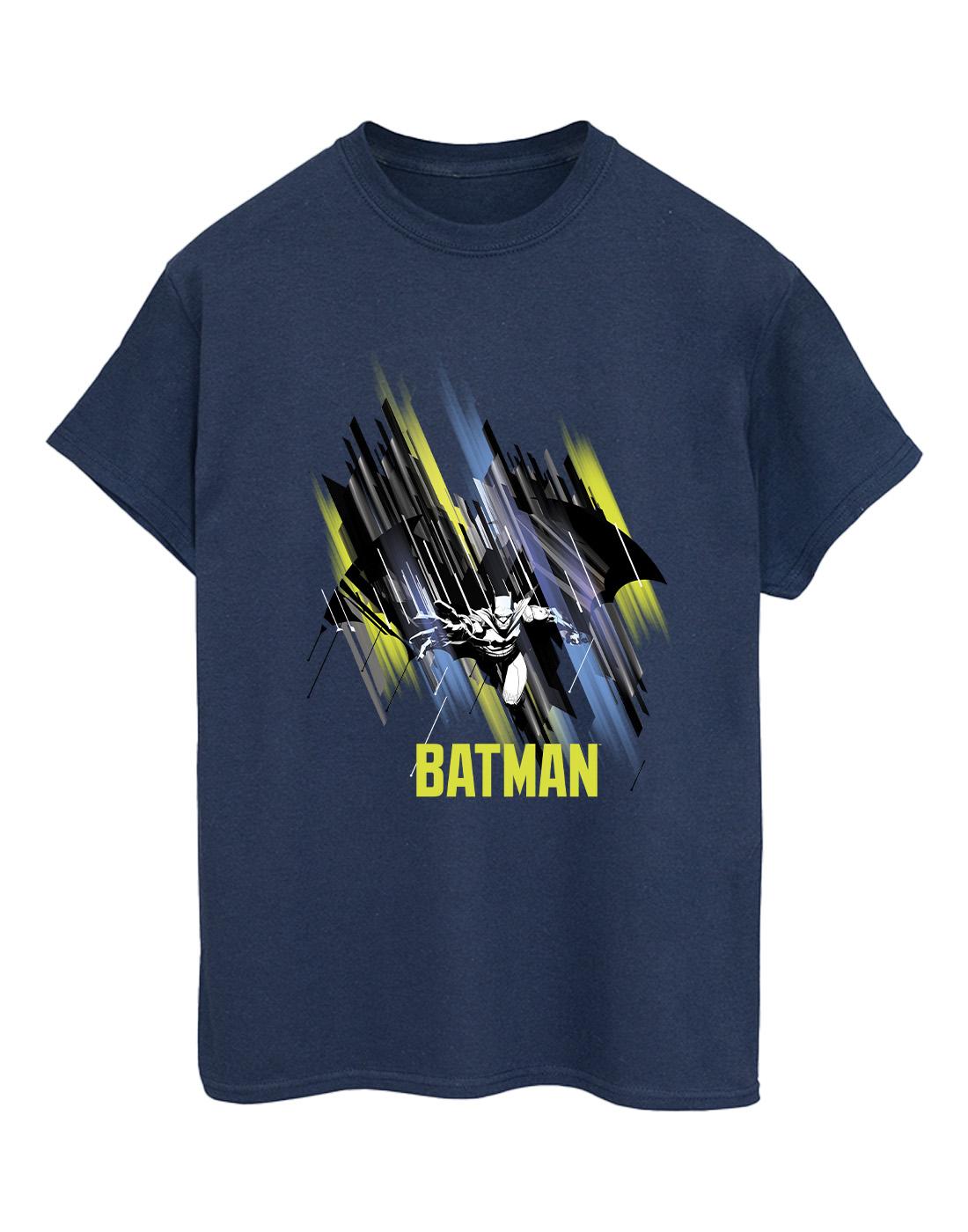Navy Blue - Front - DC Comics Womens-Ladies Batman Flying Batman Cotton Boyfriend T-Shirt