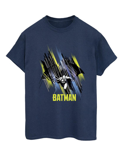 Navy Blue - Front - DC Comics Womens-Ladies Batman Flying Batman Cotton Boyfriend T-Shirt