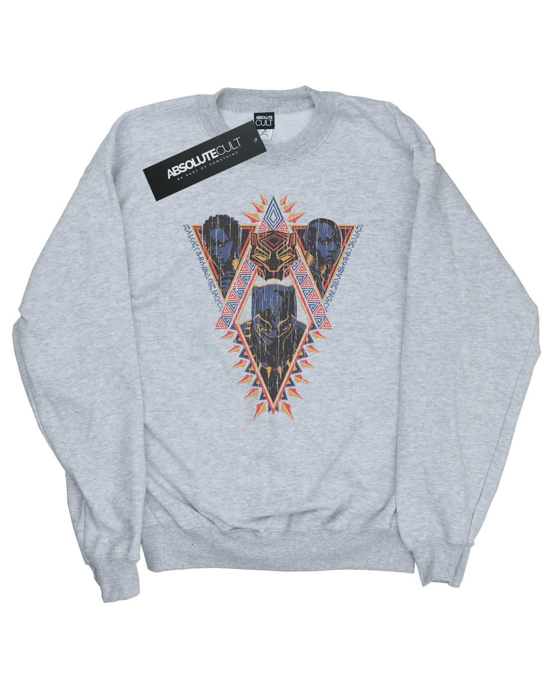 Sports Grey - Front - Marvel Mens Black Panther Tribal Heads Cotton Sweatshirt