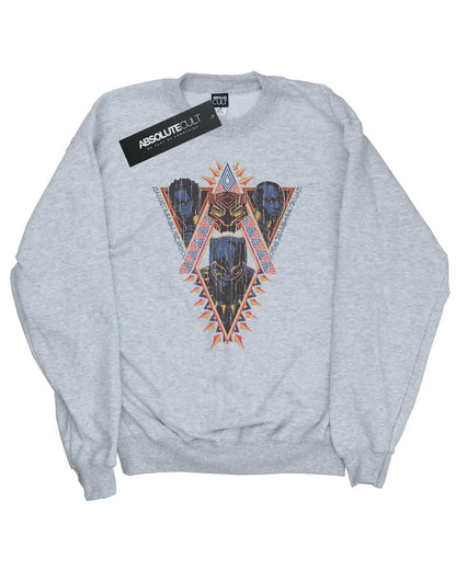 Sports Grey - Front - Marvel Mens Black Panther Tribal Heads Cotton Sweatshirt