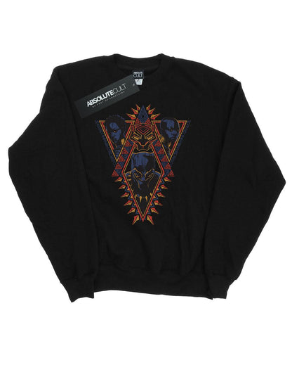 Black - Front - Marvel Mens Black Panther Tribal Heads Cotton Sweatshirt
