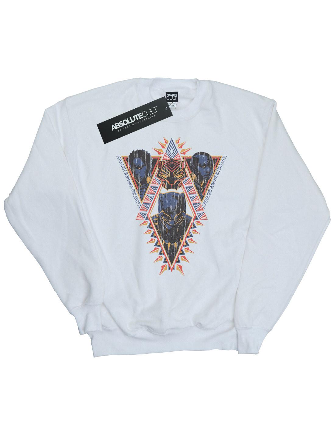White - Front - Marvel Mens Black Panther Tribal Heads Cotton Sweatshirt