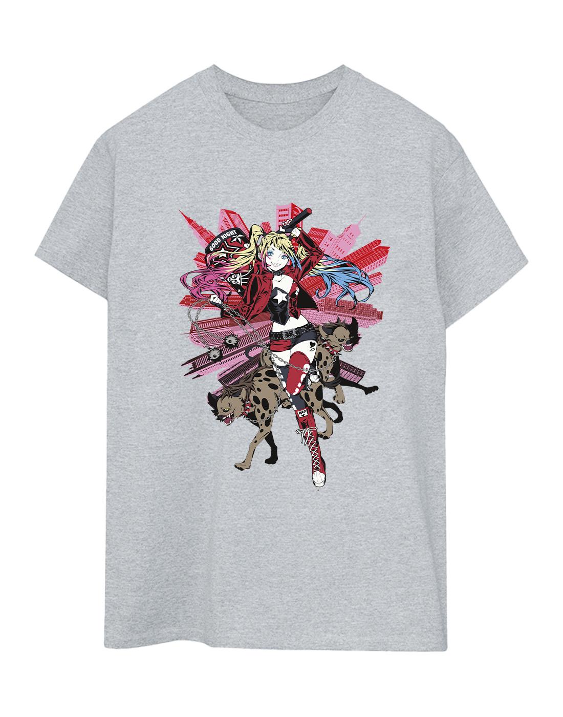 Sports Grey - Front - DC Comics Womens-Ladies Harley Quinn Hyenas Cotton Boyfriend T-Shirt