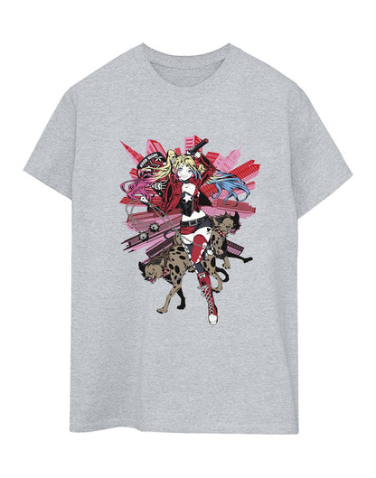 Sports Grey - Front - DC Comics Womens-Ladies Harley Quinn Hyenas Cotton Boyfriend T-Shirt