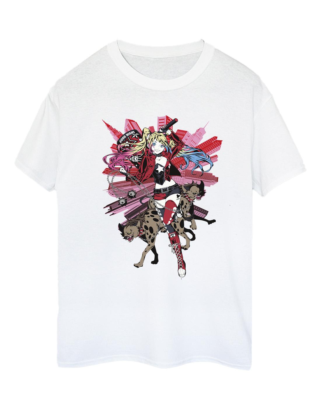 White - Front - DC Comics Womens-Ladies Harley Quinn Hyenas Cotton Boyfriend T-Shirt