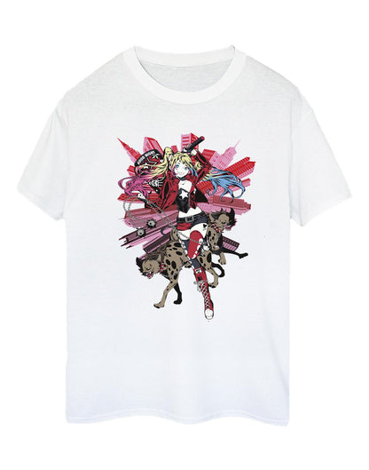 White - Front - DC Comics Womens-Ladies Harley Quinn Hyenas Cotton Boyfriend T-Shirt
