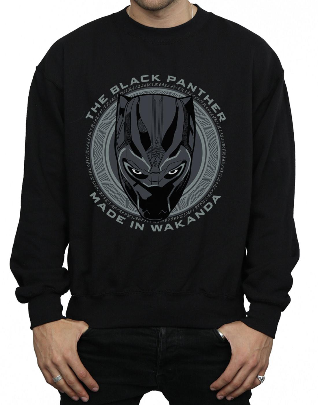 Black - Side - Marvel Mens Black Panther Made in Wakanda Cotton Sweatshirt