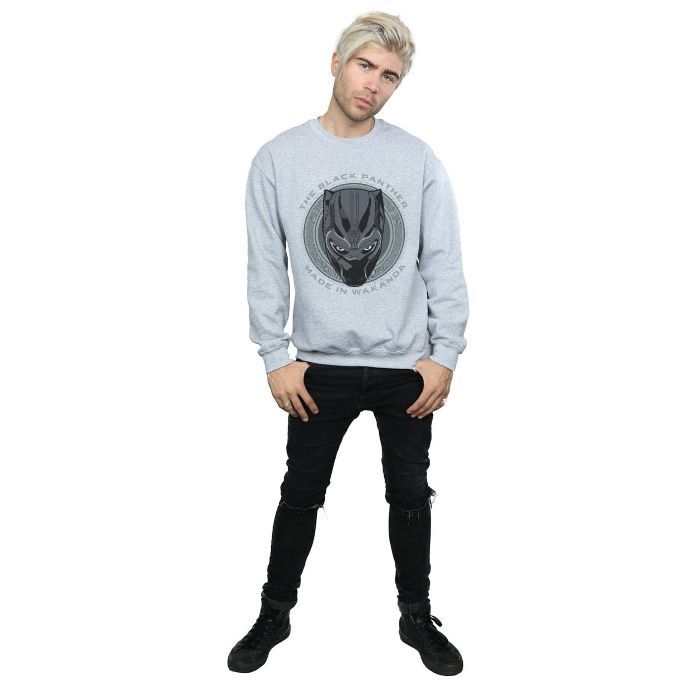 Sports Grey - Lifestyle - Marvel Mens Black Panther Made in Wakanda Cotton Sweatshirt