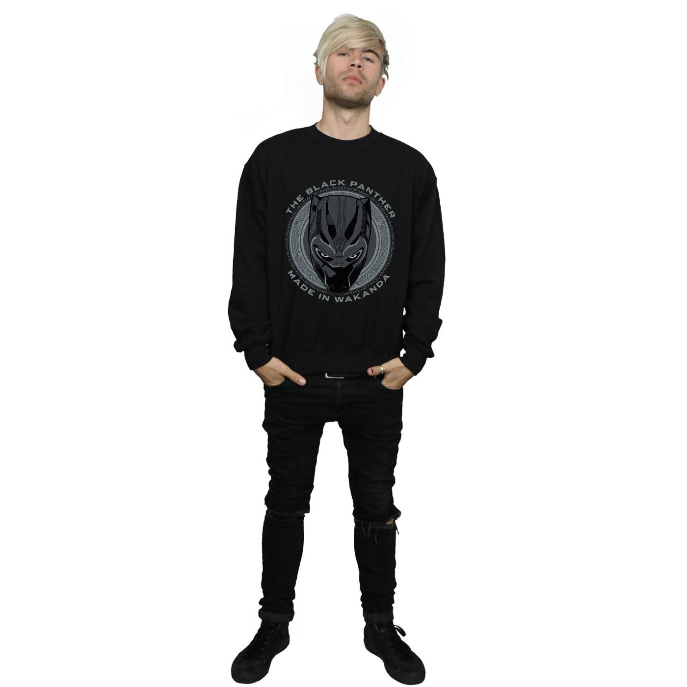 Black - Lifestyle - Marvel Mens Black Panther Made in Wakanda Cotton Sweatshirt
