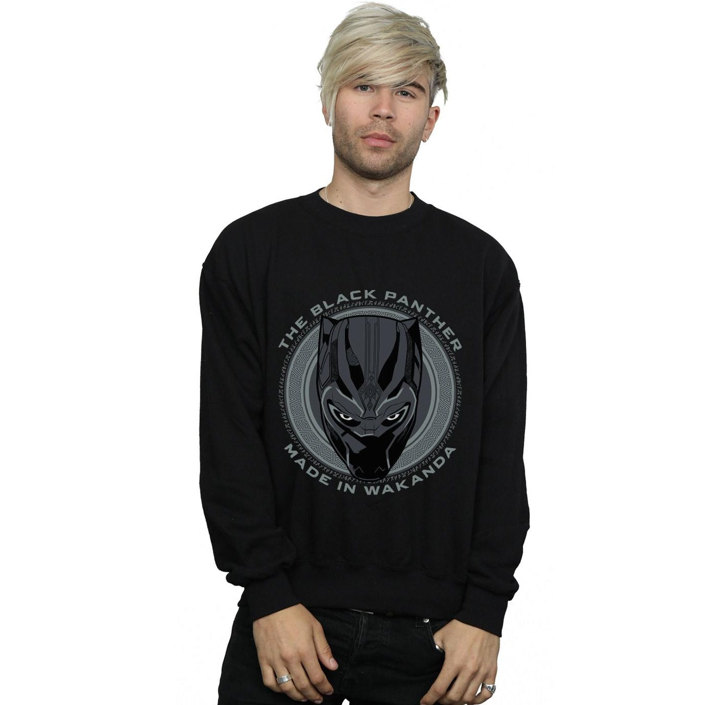 Black - Back - Marvel Mens Black Panther Made in Wakanda Cotton Sweatshirt