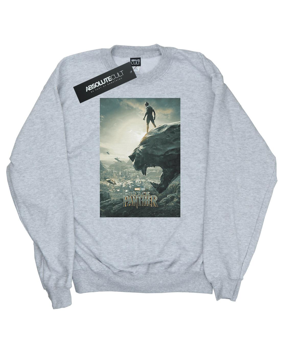 Sports Grey - Front - Marvel Mens Black Panther Poster Cotton Sweatshirt