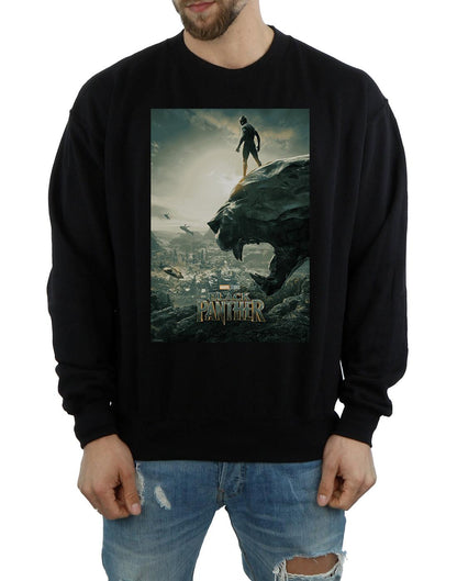 Black - Side - Marvel Mens Black Panther Poster Cotton Sweatshirt