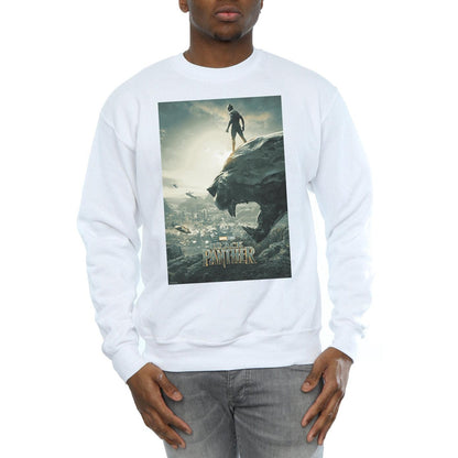 White - Side - Marvel Mens Black Panther Poster Cotton Sweatshirt