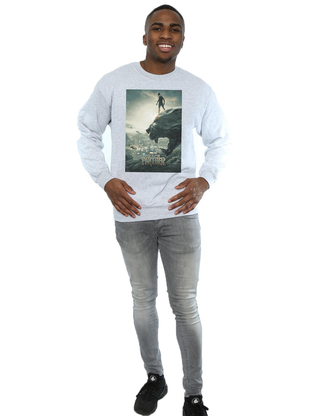 Sports Grey - Lifestyle - Marvel Mens Black Panther Poster Cotton Sweatshirt