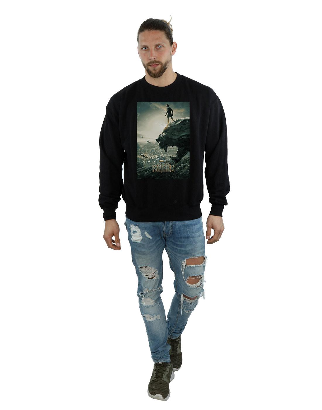 Black - Lifestyle - Marvel Mens Black Panther Poster Cotton Sweatshirt