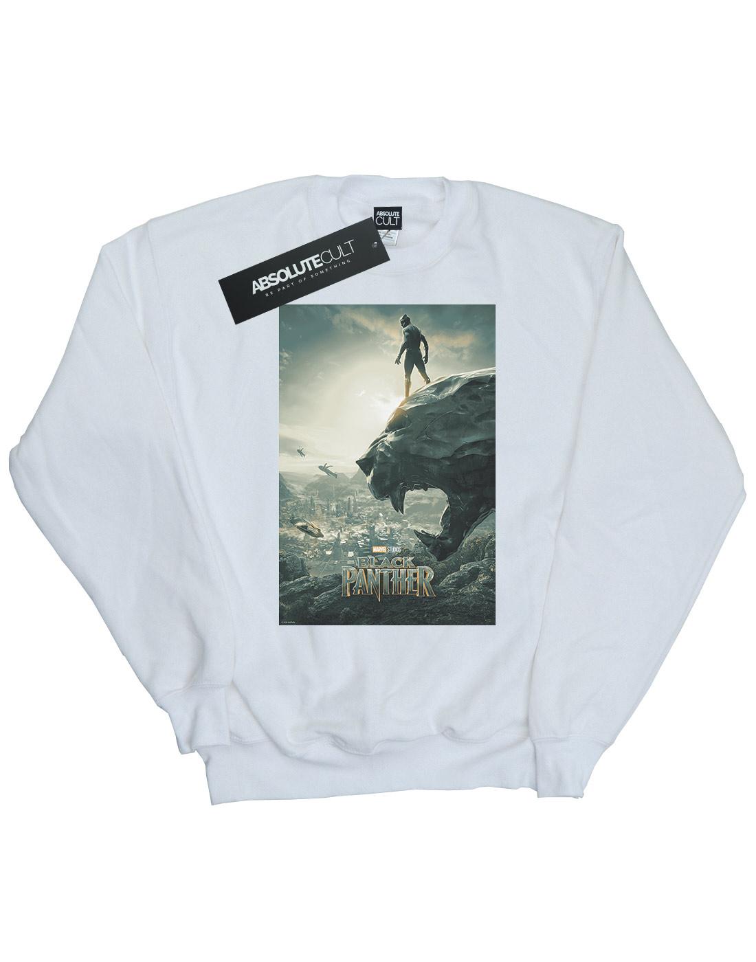 White - Front - Marvel Mens Black Panther Poster Cotton Sweatshirt