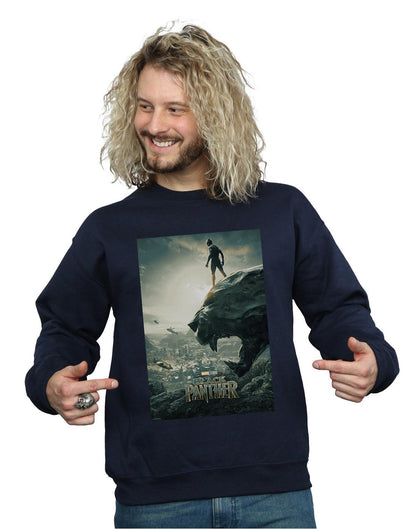 Navy Blue - Back - Marvel Mens Black Panther Poster Cotton Sweatshirt