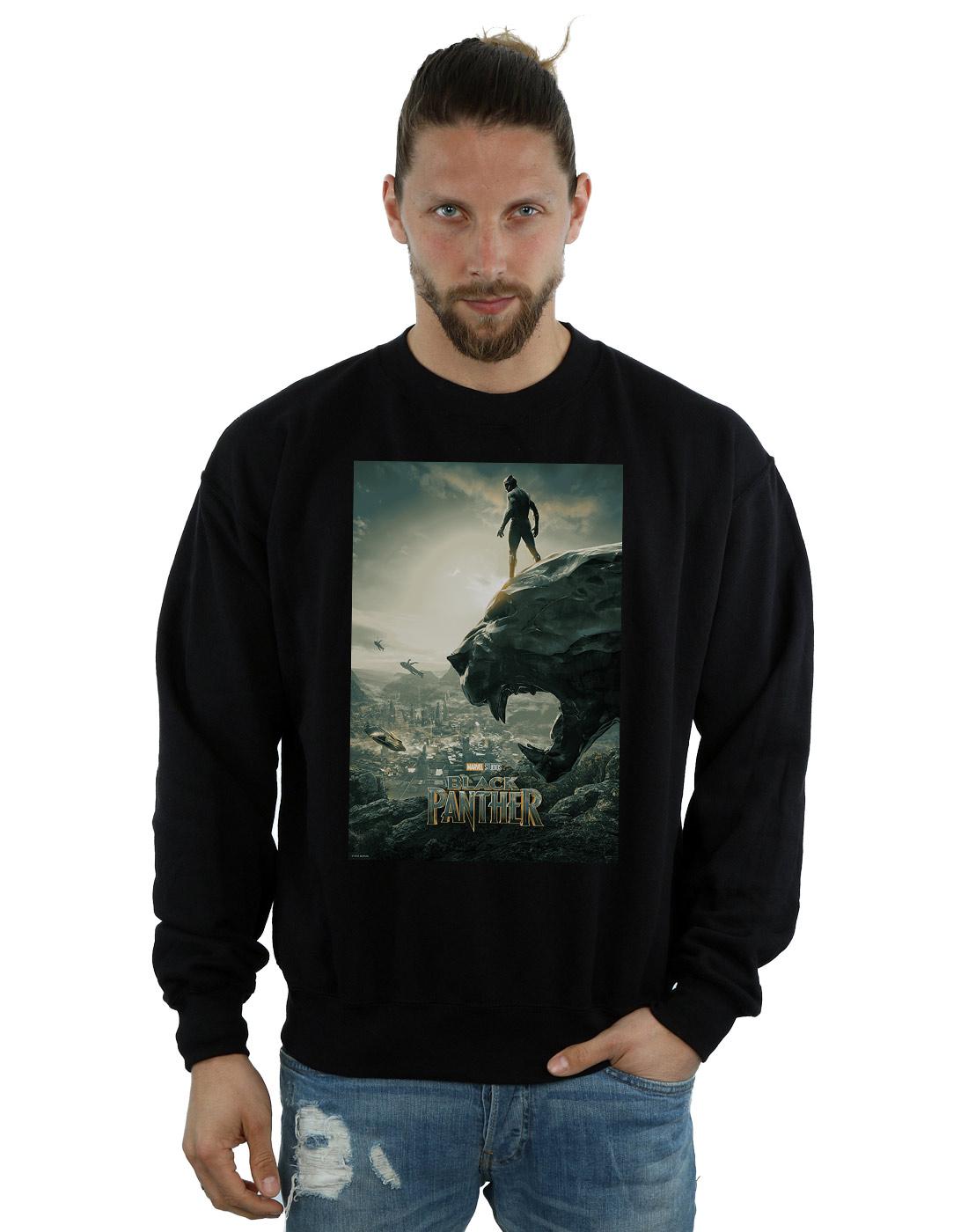 Black - Back - Marvel Mens Black Panther Poster Cotton Sweatshirt
