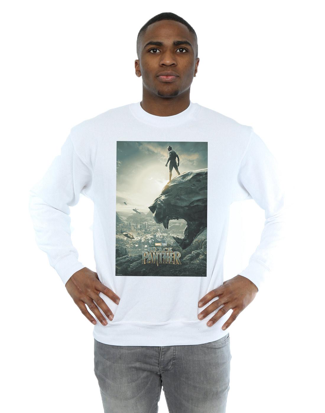 White - Back - Marvel Mens Black Panther Poster Cotton Sweatshirt