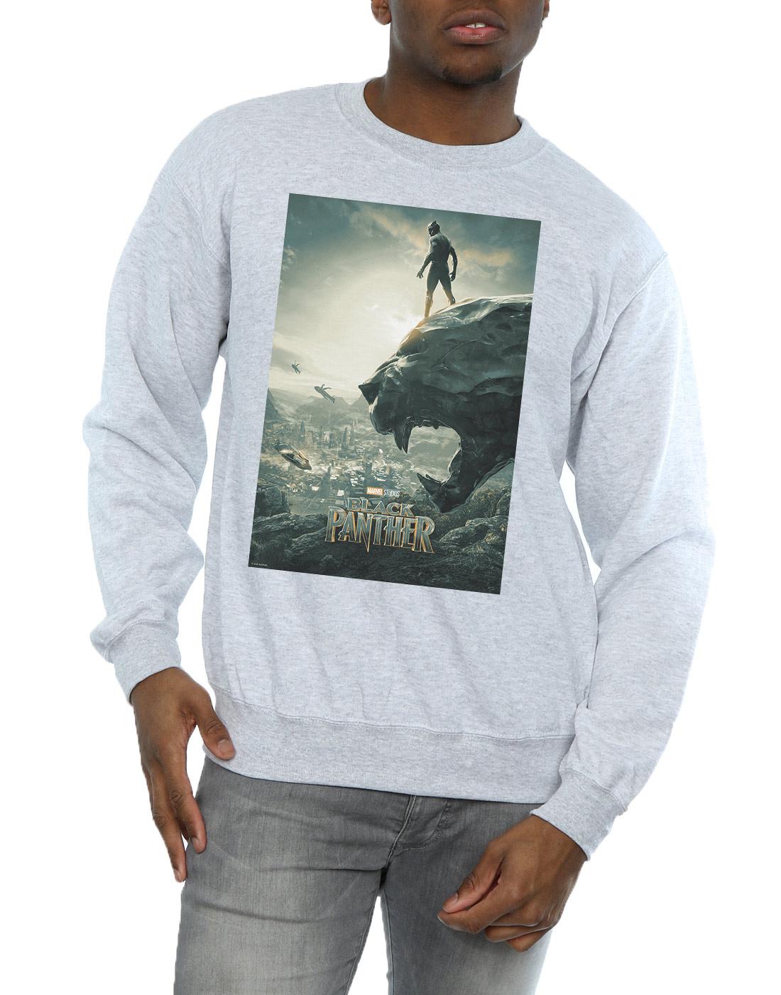 Sports Grey - Side - Marvel Mens Black Panther Poster Cotton Sweatshirt