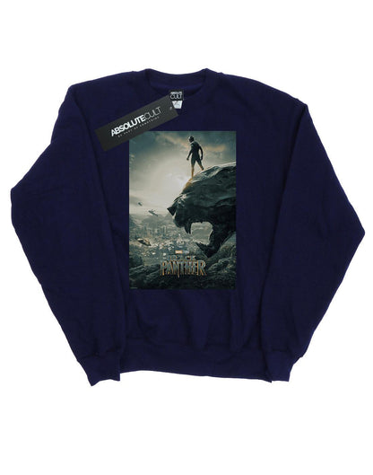 Navy Blue - Front - Marvel Mens Black Panther Poster Cotton Sweatshirt
